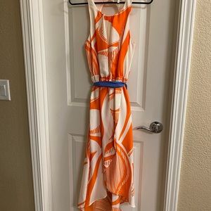 Orange and blue High Low dress